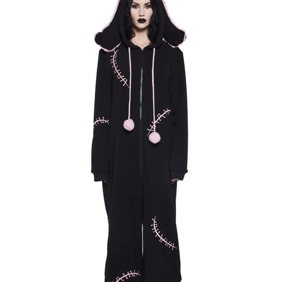 Dolls Kill trickz and treats Black and Pink dead bunny Onesie - Picture 4 of 5